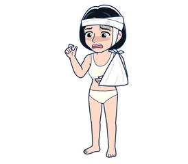 Young woman in green work clothes