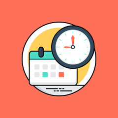 
Calendar and clock altogether offering infographic for timing 
