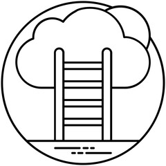 
A ladder reaching to a sky high cloud conceptualizing career advancement icon
