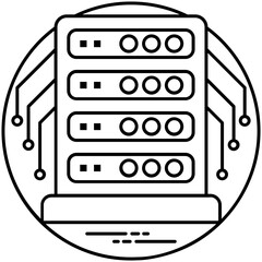 
Data storage devices kept in a symmetry and some nodes coming out of them, giving impression for database architecture 
