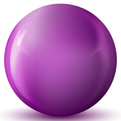 Glass purple ball or precious pearl. Glossy realistic ball, 3D abstract vector illustration highlighted on a white background. Big metal bubble with shadow.