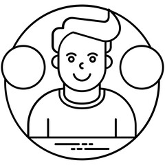 
Human avatar surrounded by a circle of arrows, denoting idea for career ways icon

