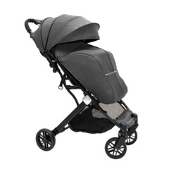 Grey baby carriage on a white background