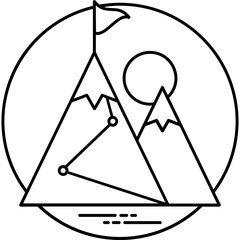 
Sketch of a scenic landscape along with paint tube sketching icon for fine art 
