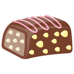
Chocolate bar filled with creamy zigzag line 
