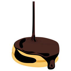 
A cookie icon in chocolate and vanilla flavor cream topping 
