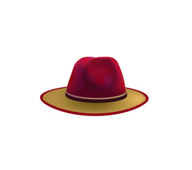 Red fedora hat. vector illustration