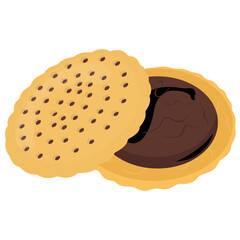 
A cookie icon in chocolate and vanilla flavor cream topping 
