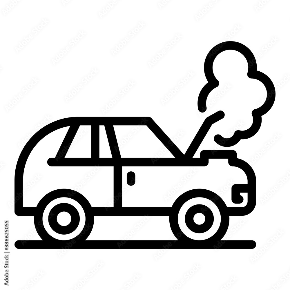 Poster crashed car icon. outline crashed car vector icon for web design isolated on white background