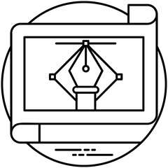 
Sketch of a scenic landscape along with paint tube sketching icon for fine art 
