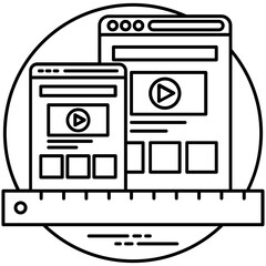 
Drawn illustration in a screen representing graphic design process 
