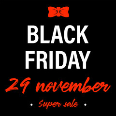 Black friday holiday 29 november, banner or label