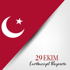 29 Ekim Cumhuriyet Bayrami  - 29 October National Republic Day of Turkey. Banner design concept with red flag. Vector illustration
