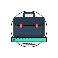 
Business person’s briefcase along with a folded paper figuring icon for portfolio 
