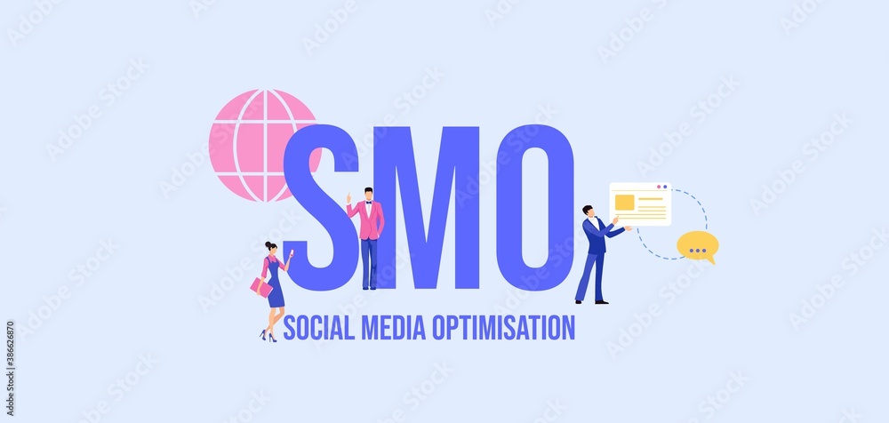 Poster smo social media optimisation. global communication media marketing technologies informational onlin