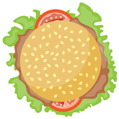 
An icon for beef burger is offered by using sandwich having leaf and petties inside
