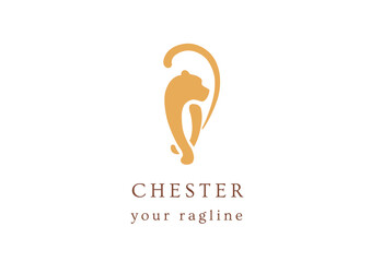Cheetah logotype for sport or beer lable with fast animal
