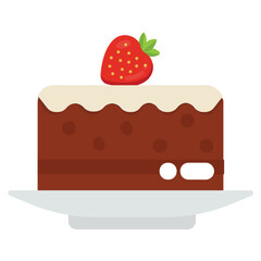 
A dark cake slice with strawberry on the top, black forest cake icon
