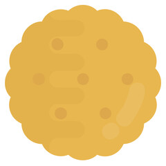 
A flat sweet chip cookie with holes is making biscuit icon
