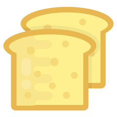 
Two bread slices kept in front of each other, icon for toasts 
