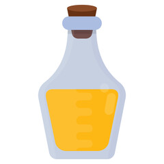 
A bottle containing some pale liquid and closed with cork lid, this is oil icon 
