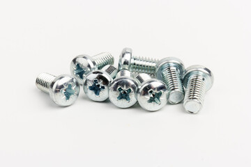 metal steel bolts isolated on white background