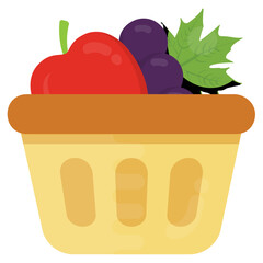 
A basket filled to the brim with numerous fruits fatuating icon for fruit basket 
