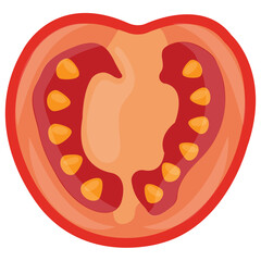 
Red and juicy fruit cum vegetable slice, tomato 
