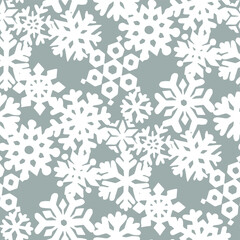 Seamless vector snowflakes pattern. Winter snowflake elements background. For design, fabric, textile, web, wrapping, cover etc. 10 eps design.