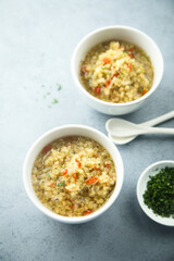 Healthy homemade lentil soup with vegetables