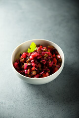 Traditional vinaigrette salad with beetroot