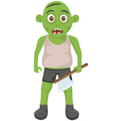 
Halloween zombie with blood red eyes and open mouth,
