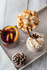 Hot chocolate, eggnog and mulled wine