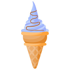 White colored dessert on a waffle cone with sprinkles depicting vanilla ice cream cone 