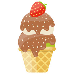 
Deep chocolate dipped ice cream stick with toppings of nuts, chocolate fudge ice cream 
