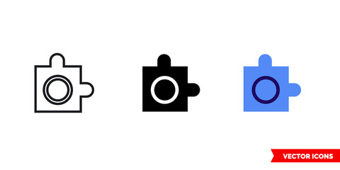 Camera addon icon of 3 types color, black and white, outline. Isolated vector sign symbol.