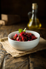 Traditional vinaigrette salad with beetroot