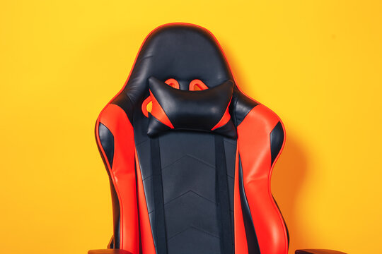 Comfortable black and red eco-leather computer chair