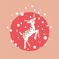 cute christmas white deer ubder the snow