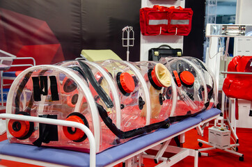 Close-up of Stretcher isolation chamber.