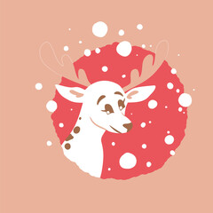 poster with head wof cute christmas deer under the snow