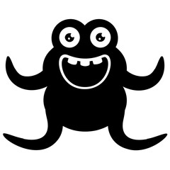 
A pink colored horrible faced creature with bulging eyes and big teeth and unusual body characterizing the oddball monster 
