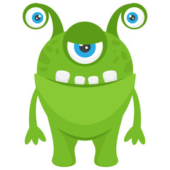 
Green colored short bodied monster with horns and outcoming teeth, oni green  monster
