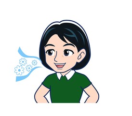 Beautiful woman in a green clothes