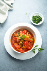 Homemade bell pepper ragout or stew