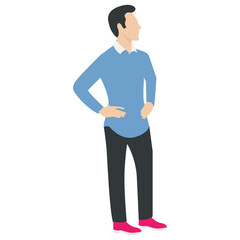 
Handsome boy in casual dressing standing with fold arms and crossed legs 
