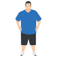 Fototapeta premium Fat man in casual dressing standing in side pose 