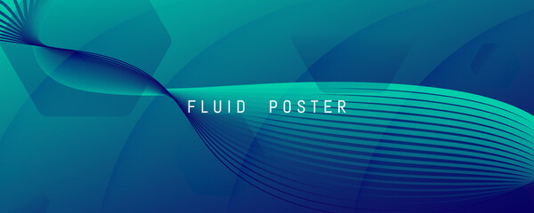 Dark Dynamic Wave. Fluid 3d Flyer. Vivid Gradient 