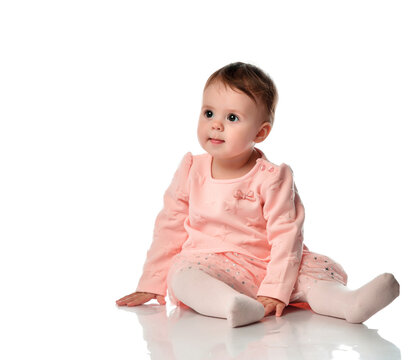 Cute little baby girl isolated on white background