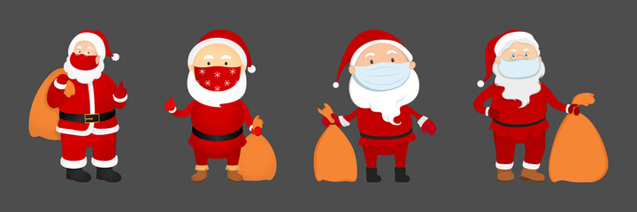 Santa Claus in face mask. Vector illustration.